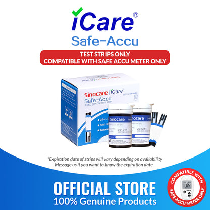 iCare® Safe Accu Glucose Test Strips COMPATIBLE WITH SAFE ACCU GLUCOSE METER ONLY
