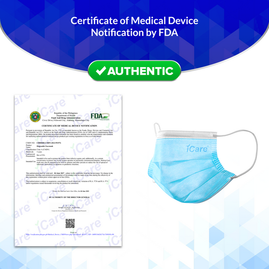 iCare® REF285 Disposable Face Mask ( Type II For Medical Use) with Comfortable Elastic Earloop