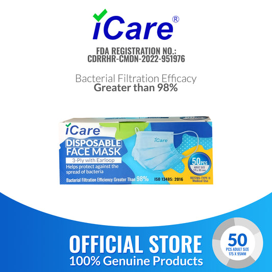 iCare® REF285 Disposable Face Mask ( Type II For Medical Use) with Comfortable Elastic Earloop