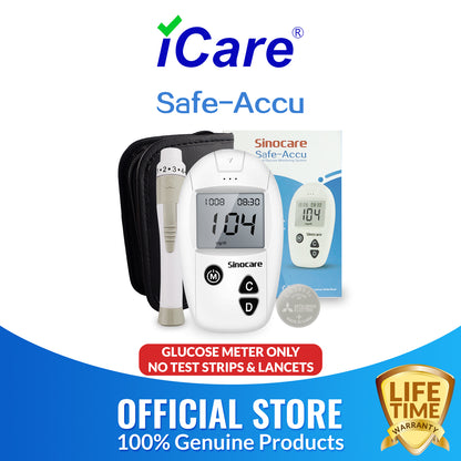 iCare® Safe Accu Blood Glucose Meter COMPLETE SET meter with strips and lancets