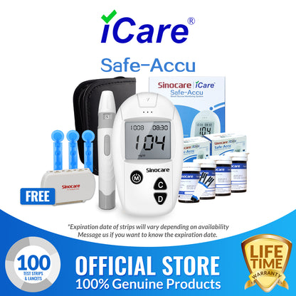 iCare® Safe Accu Blood Glucose Meter COMPLETE SET meter with strips and lancets