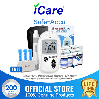 iCare® Safe Accu Blood Glucose Meter COMPLETE SET meter with strips and lancets