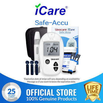 iCare® Safe Accu Blood Glucose Meter COMPLETE SET meter with strips and lancets