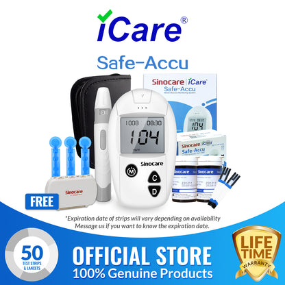iCare® Safe Accu Blood Glucose Meter COMPLETE SET meter with strips and lancets