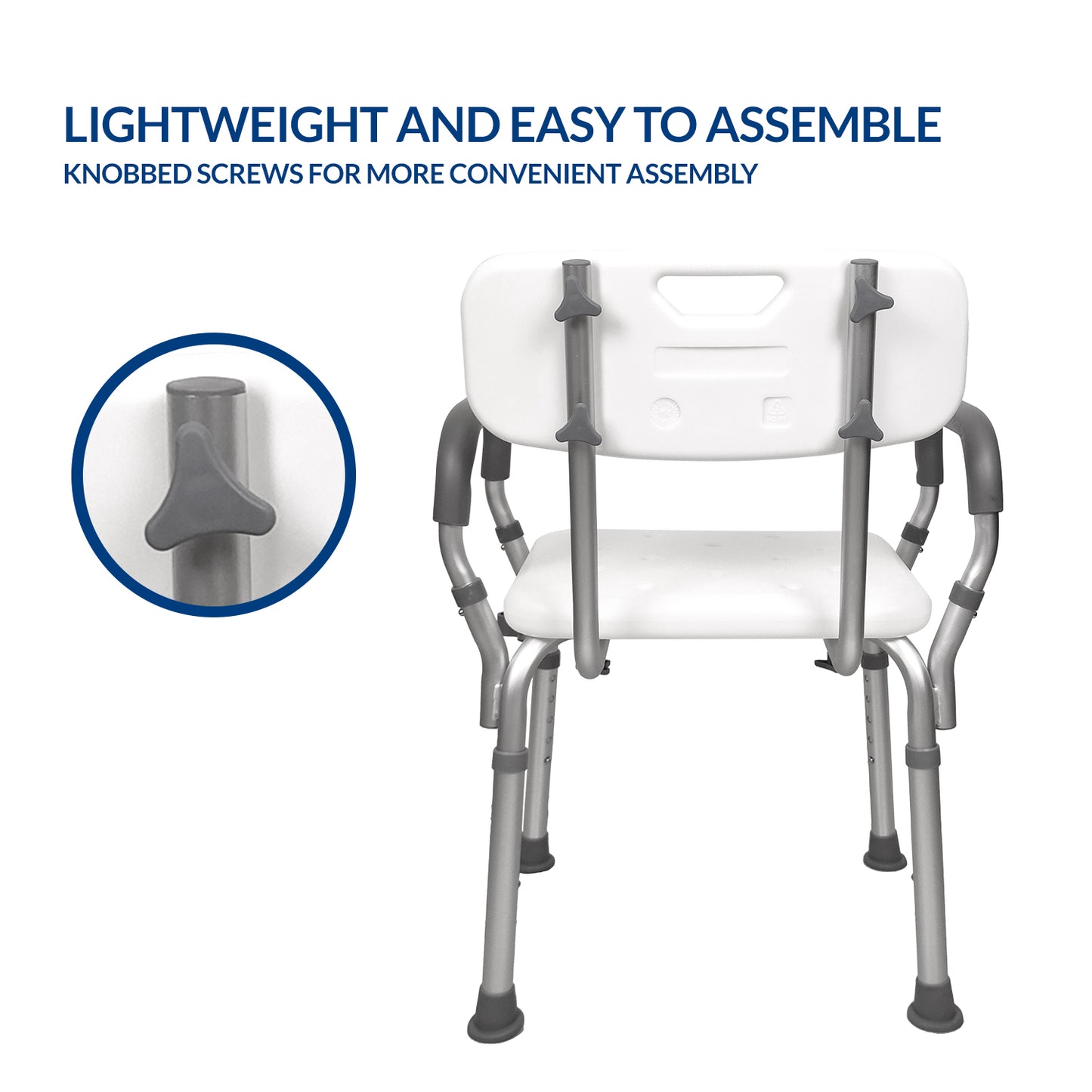 iCare® SC110 BathMate Aluminum Shower Chair Rust Resistant Materials, Easy to Assemble and Lightweight for Disabled and Elderly