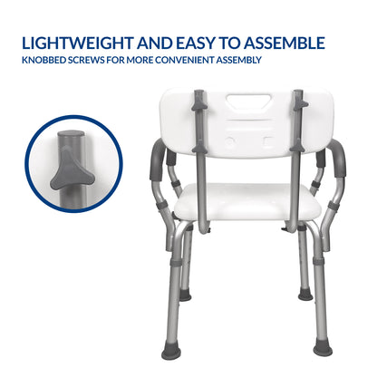 iCare® SC110 BathMate Aluminum Shower Chair Rust Resistant Materials, Easy to Assemble and Lightweight for Disabled and Elderly