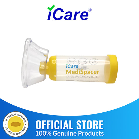 iCare® SE02 MediSpacer Chamber Spacer (NO INHALER INCLUDED) for Kids with Medium Mask, Sealed Package, Clean and Safe, for with your Asthma Inhaler, Ventolin via Chamber Spacer