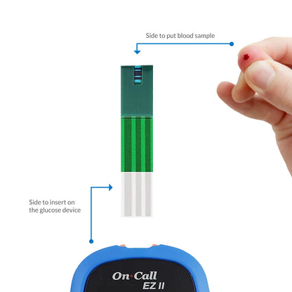 iCare® On Call EZII Test Strips 25/50/100 Pieces in Vial with Free Sterile Lancets➜ ONLY COMPATIBLE WITH EZII GLUCOSE METER