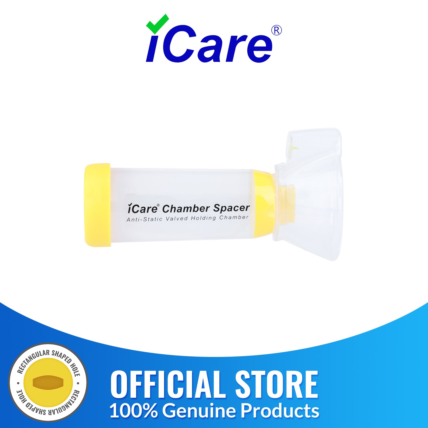 iCare® S2 Chamber Spacer (NO INHALER INCLUDED) for Kids with Medium Mask, Sealed Package, Clean and Safe, for with your Asthma Inhaler, Ventolin via Chamber Spacer