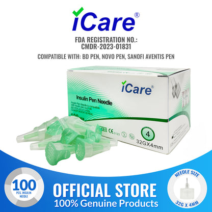 iCare® Insulin Pen Needle 100pcs. (32G x 4mm)