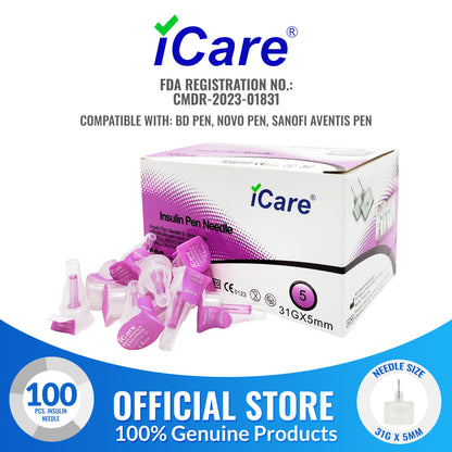 iCare® Insulin Pen Needle 100pcs. (31G x 5mm)