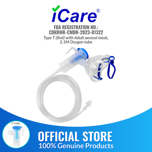 iCare® NM06-001T (8mL) Nebulizer Kit with Adult Aerosol Mask, 2.1m Oxygen Tube