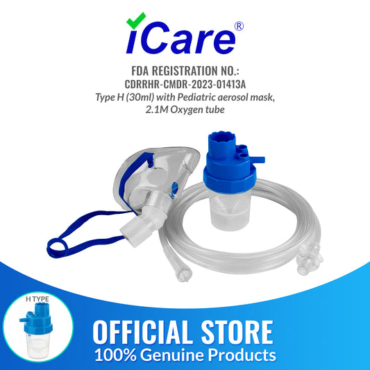 iCare® NM06-002HC Nebulizer Kit (High Capacity 30mL) with Pediatric Aerosol Mask, 2.1m Oxygen Tube