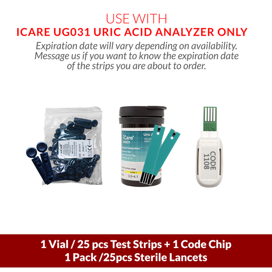 iCare 25pcs Uric Acid Test Strips with 25pcs Lancets for iCare UA031 Uric Acid Analyzer  Test Strips & Lancets ONLY