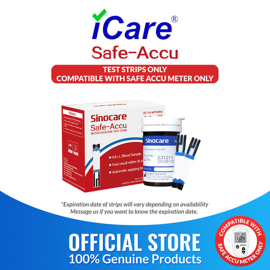 iCare® Safe Accu Glucose Test Strips ONLY COMPATIBLE WITH SAFE ACCU GLUCOSE METER SA