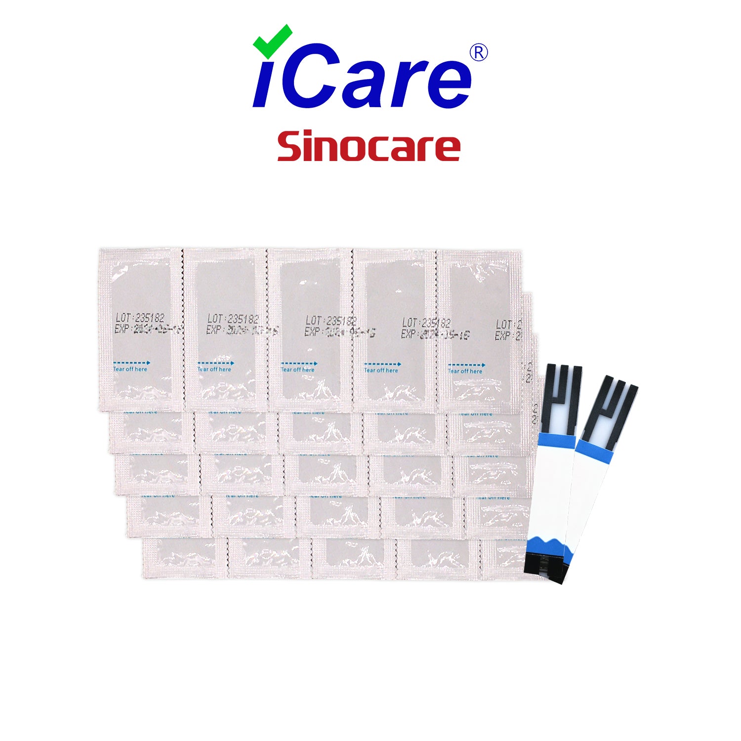 iCare® Safe Accu 25pcs Individually Packed Glucose Test Strips with 25pcs Sterile Lancets SA