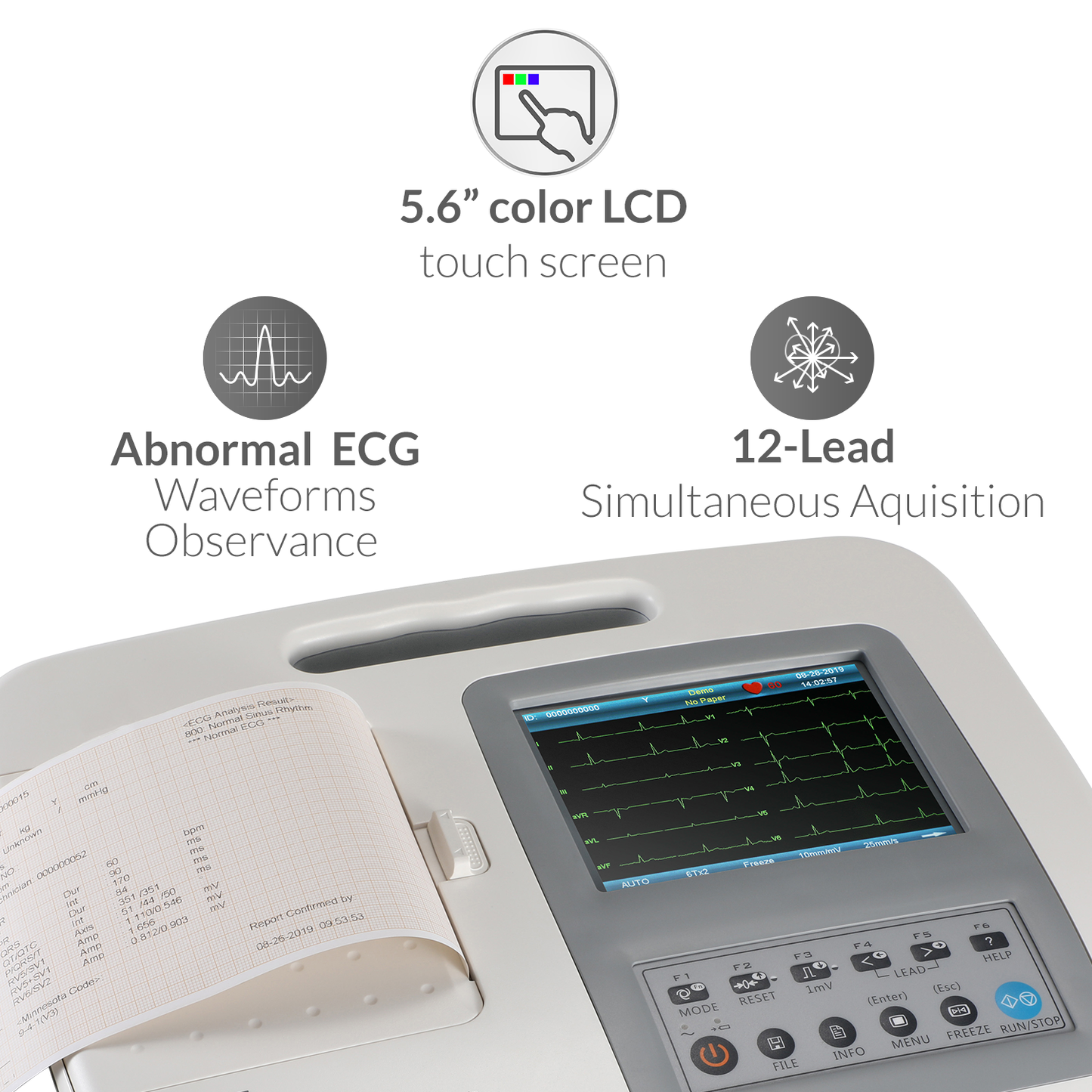 iCare® 1106L Color LCD Touch Screen 6-Channel ECG Machine (Snap Button Type/ Bulb & Clamp Type)