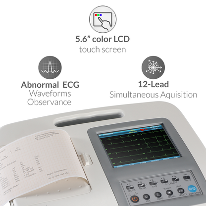 iCare® 1106L Color LCD Touch Screen 6-Channel ECG Machine (Snap Button Type/ Bulb & Clamp Type)