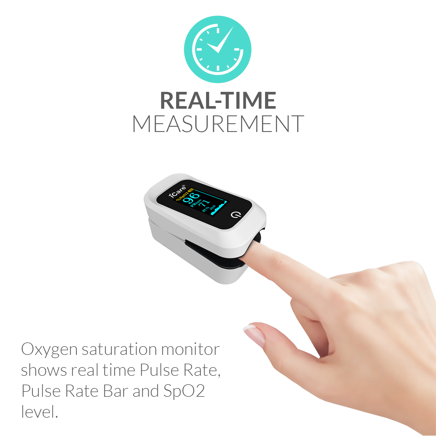 iCare® OX001 Fingertip Pulse Oximeter, (SpO2)Blood Oxygen Saturation Monitor with Pulse Rate Measure