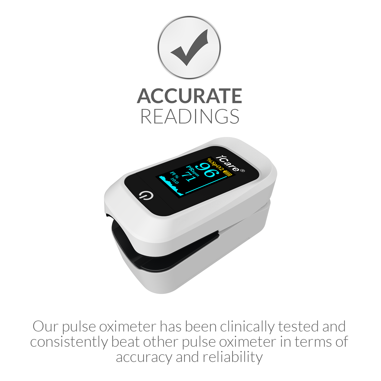 iCare® OX001 Fingertip Pulse Oximeter, (SpO2)Blood Oxygen Saturation Monitor with Pulse Rate Measure