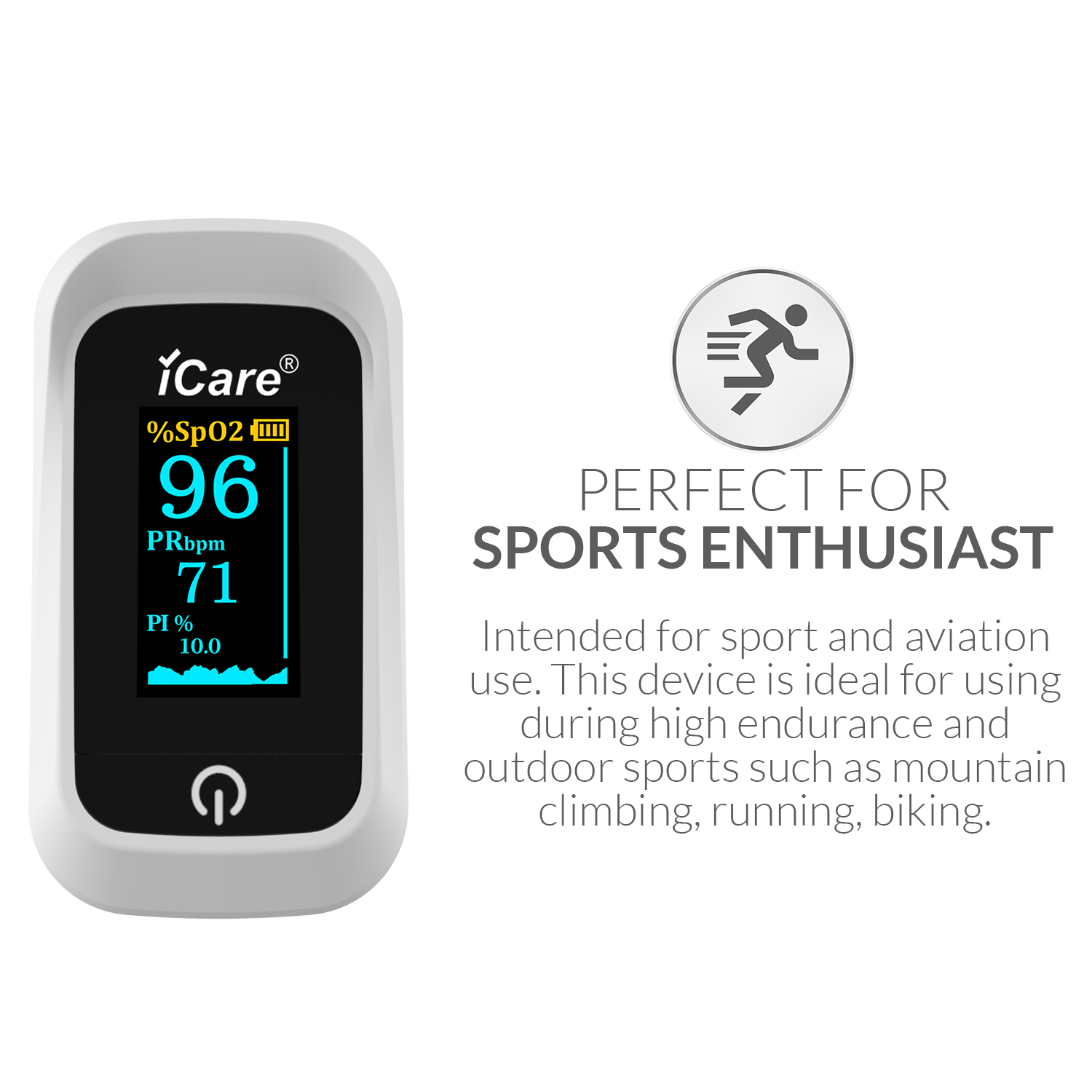 iCare® OX001 Fingertip Pulse Oximeter, (SpO2)Blood Oxygen Saturation Monitor with Pulse Rate Measure