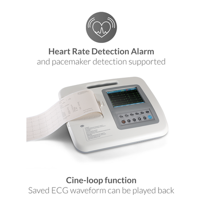iCare® 1106L Color LCD Touch Screen 6-Channel ECG Machine (Snap Button Type/ Bulb & Clamp Type)