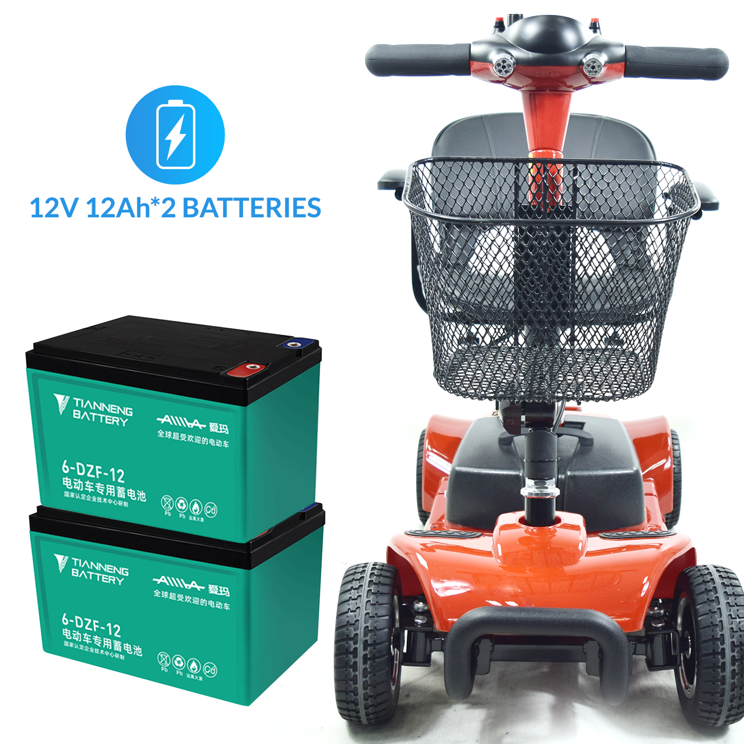 iCare® EB690 Electric Mobility Scooter - Wheelchair (100kg Load Limit, 50kg Wheelchair Weight)