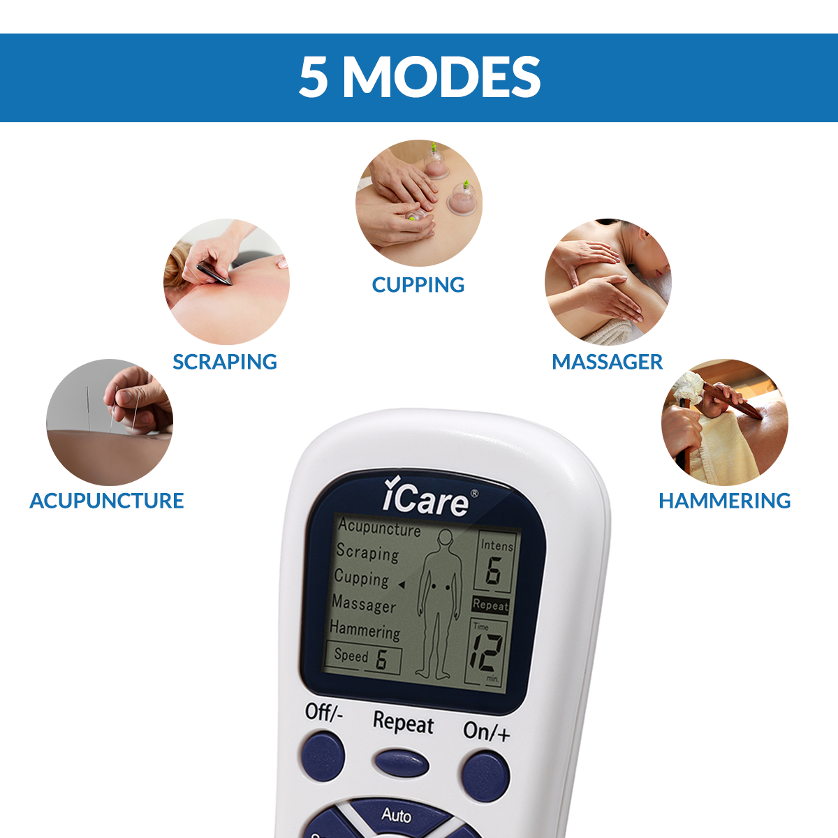 iCare® FQ221 Electronic Nerve Stimulator, 5 Modes, Automatic and Manual Function