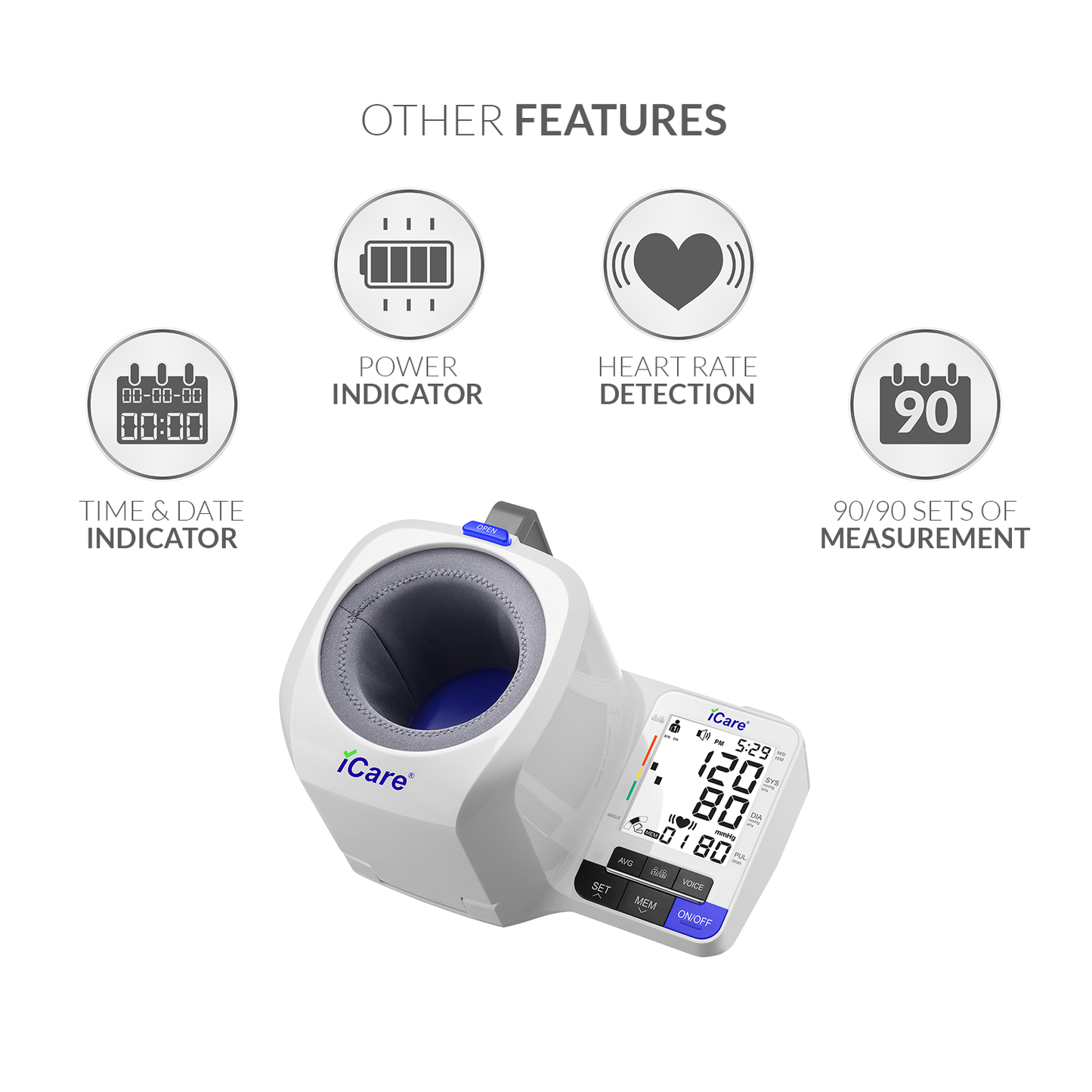 iCare® BK36 Automatic Digital Blood Pressure Monitor / Digital Sphygmomanometer Small arm cuff 22-32cm