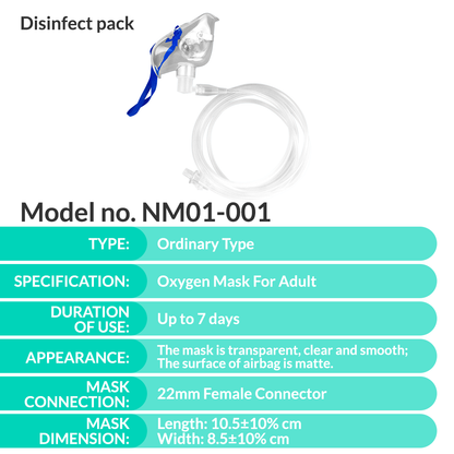 iCare® NM01-001 Oxygen Mask for Adult 200cm Oxygen Tube